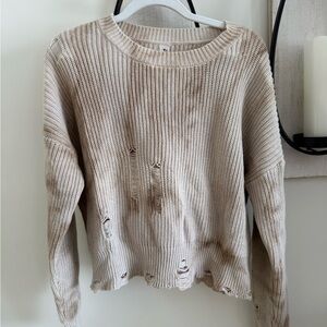 JS 71 Cozy Beige Distressed Sweater